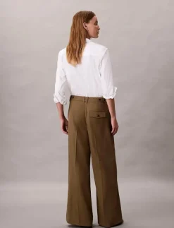 Wool Gaberdine Wide Leg Trouser - Vida byxor