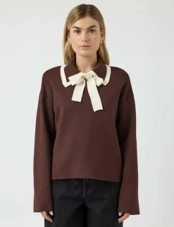 YASJOSIE LS BOW KNIT TOP - Stickat