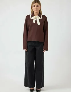 YASJOSIE LS BOW KNIT TOP - Stickat