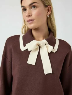 YASJOSIE LS BOW KNIT TOP - Stickat