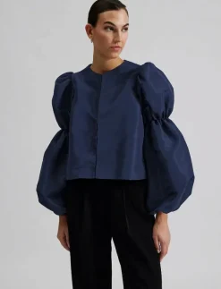 Zoey double pouf sleeve blouse - Långärmade blusar